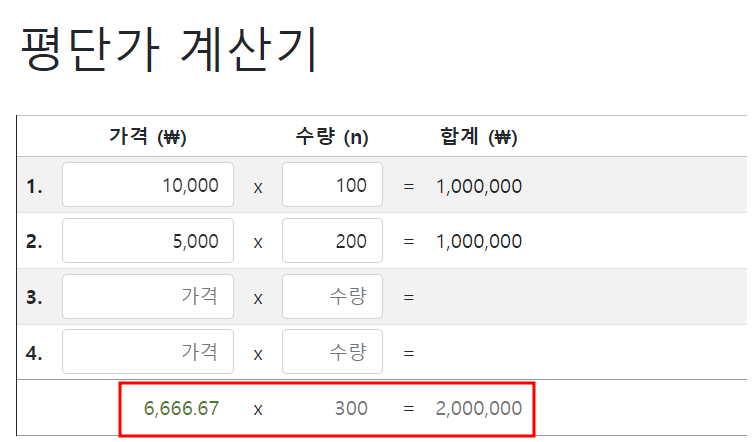 물타기 계산기