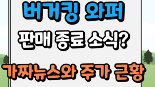 버거킹 와퍼 판매 종료