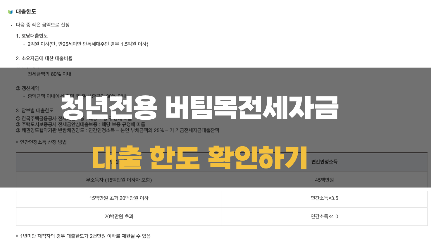 청년전용 버팀목전세자금 대출 한도