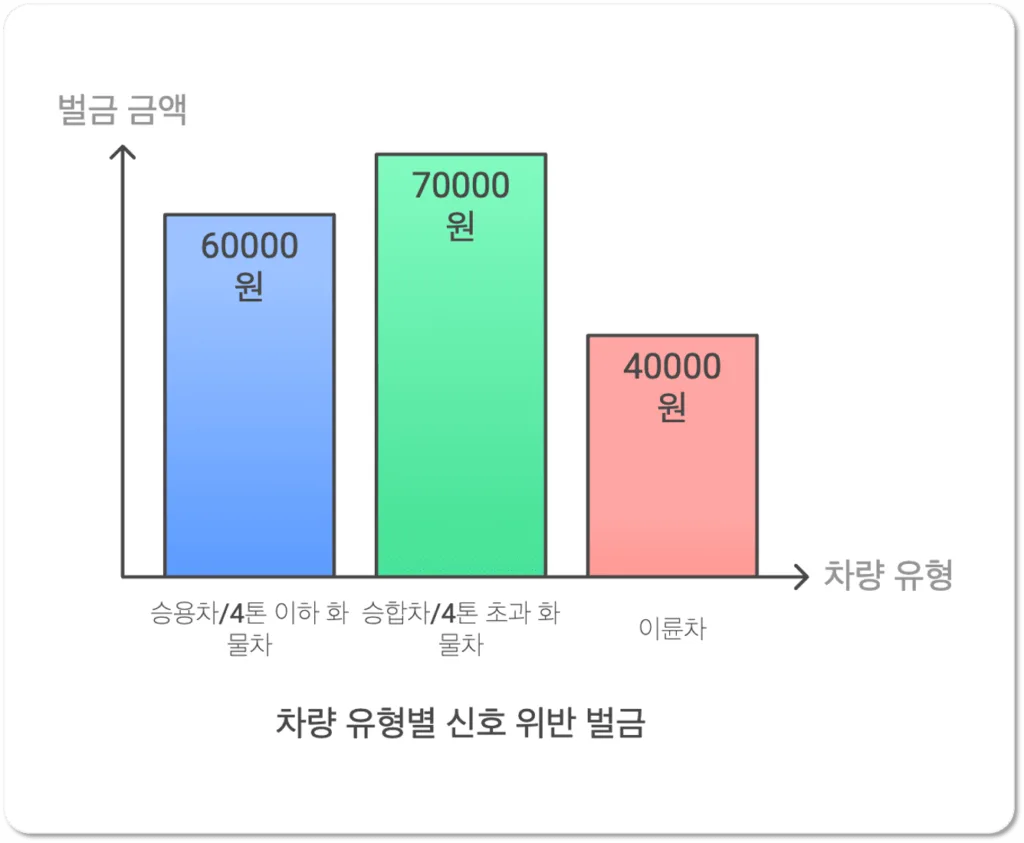 차종별 신호위반 과태료 벌금