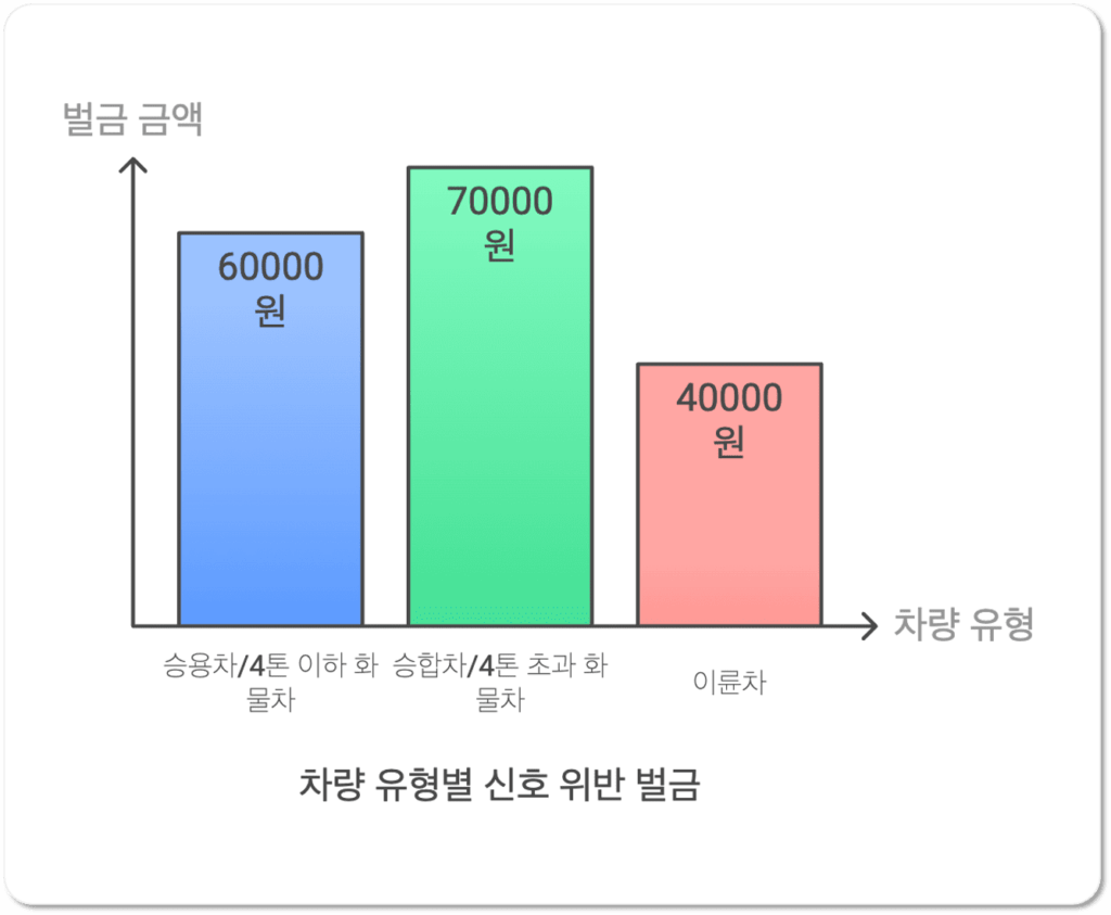 차종별 신호위반 과태료 벌금